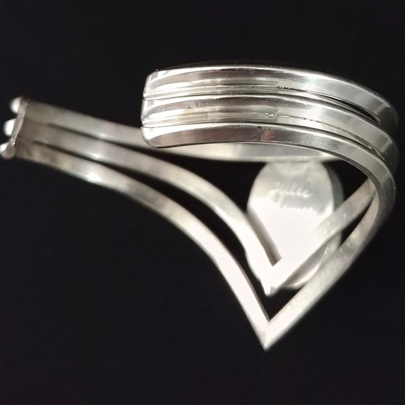 Jaw-Dropping Triple Strand Heavy Gauge 925 Silver Dichroic RULA GLASS Bracelet - Picture 6 of 9